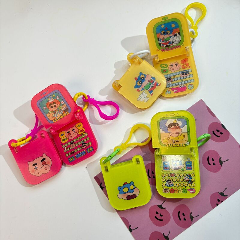 Little Red Book's Same Style Flip-Top Small Mobile Phone Crayon Shin-Chan Keychain High-Value Pendant Couple Bestie Pendant Gift