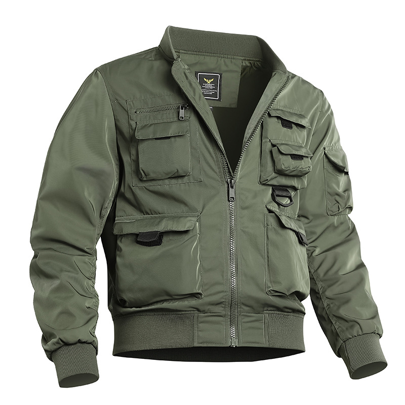 Chaqueta de piloto para hombre retro americano de béisbol multibolsillos chaqueta de herramientas chaqueta funcional de tres armadillos de asalto para hombre