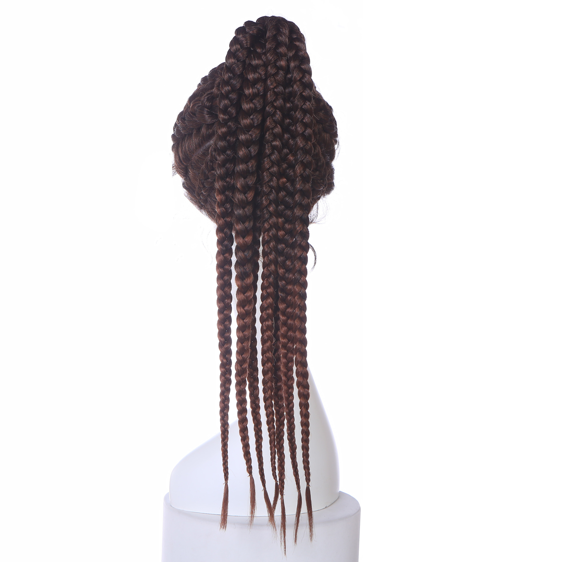 Trenza sucia africana mujer popular europea y americana trenza negra cola de caballo larga encaje delantero peluca de fibra química tocado LW0413