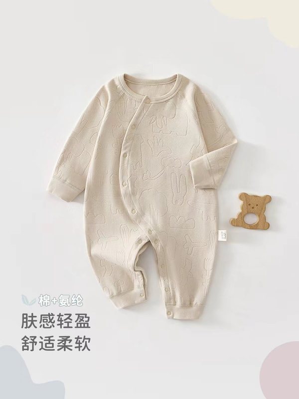 【棉氨提花】婴儿衣服春秋季长袖连体衣a类无骨哈衣婴儿秋季衣服|undefined