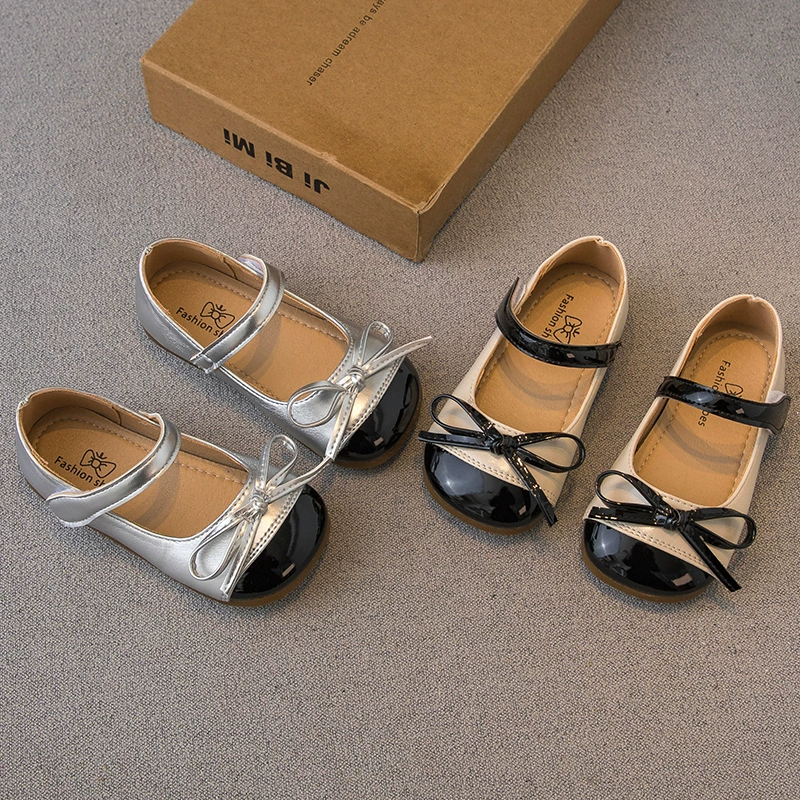 Маленькая девочка Маленькая девочка Маленькая девочка Весенний и осенний ветер Принцесс Женская обувь 2025 Новая плоская мягкая подошва нескользящая одиночная обувь 1-3