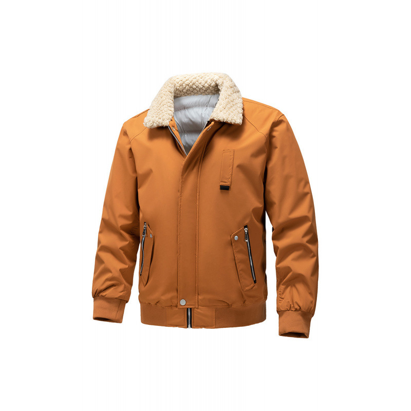 Invierno de algodón grueso al aire libre montaña corriendo ocio moda de hombre chaqueta con solapa cálida