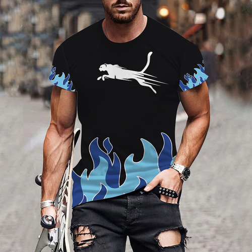 Summer New Hot Selling Cross-Border Trendy Funny Creative Short Sleeve T-Shirt for Men, Direct Manufacturer Sales