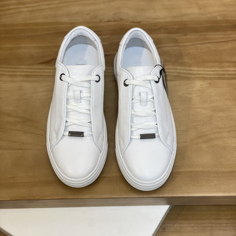 Bos Genuine Leather Simple Lace-Up Casual Shoes Cowhide Versatile Flat Shoes Men's Low-Cut Breathable Sports Shoes Trendy Shoes