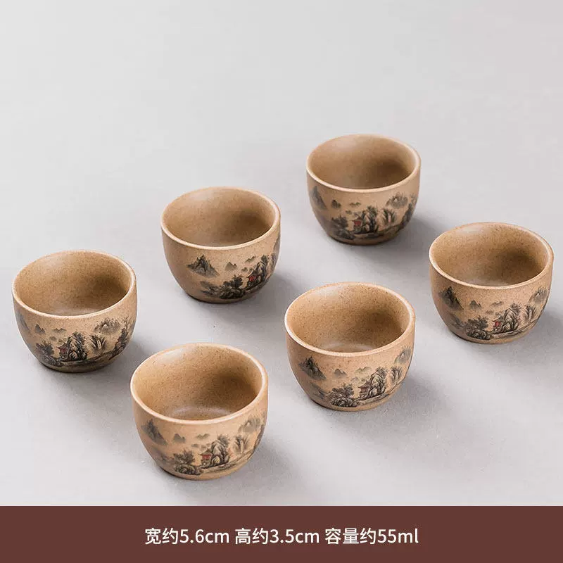 Ceramic tea cup, glass tea set, 6 pieces