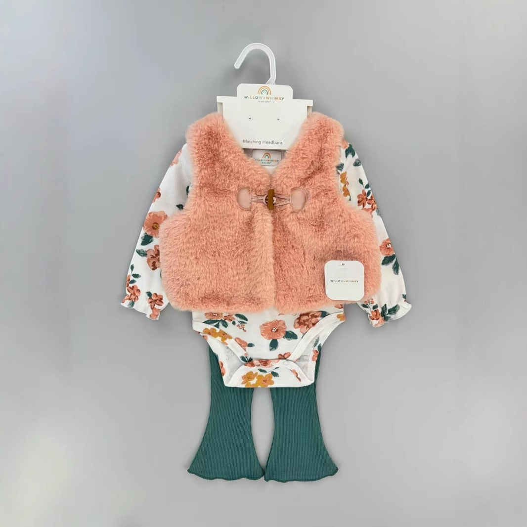 [First-hand batch] willow+whimsy girls' vest 3-piece European fleece jacket set 3