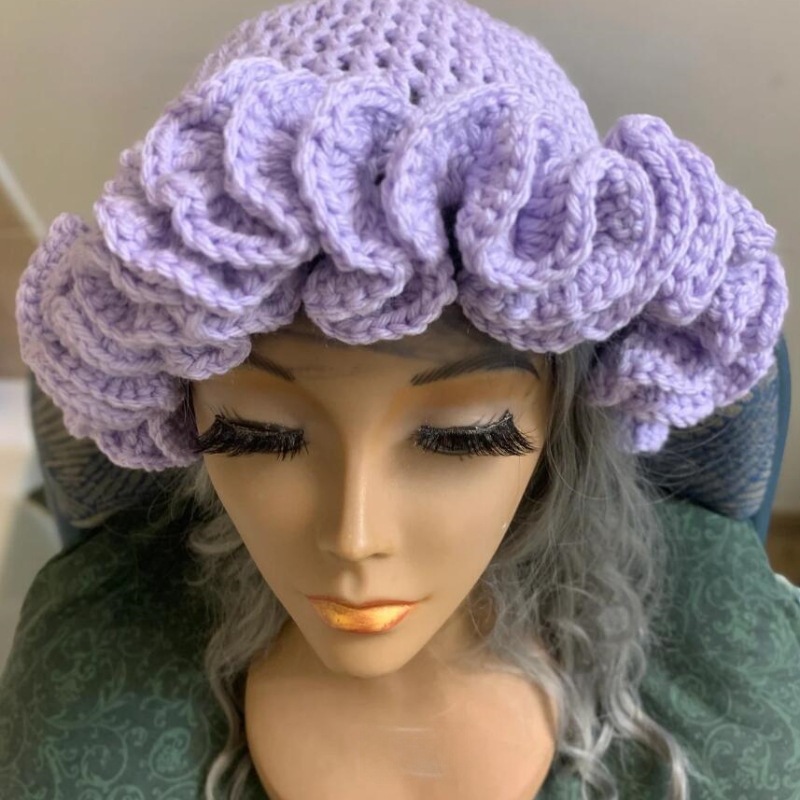 Cappello in pizzo lavorato a maglia nuovo transfrontaliero 2024 cappello arricciato moda festa Halloween cappello per adulti_voghion.com