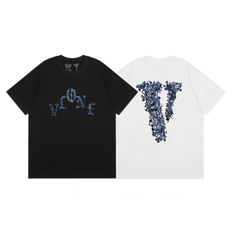 Vlone Fog Farms Death Limited Edition Short-Sleeve Loose Round-Neck T-Shirt Ins High Street Limited Edition Big V