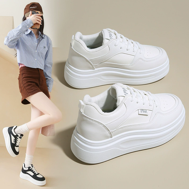 GT9901 популярные дышащие белые туфли на толстой подошве для женщин 2025 новые летние универсальные повседневные сетчатые туфли