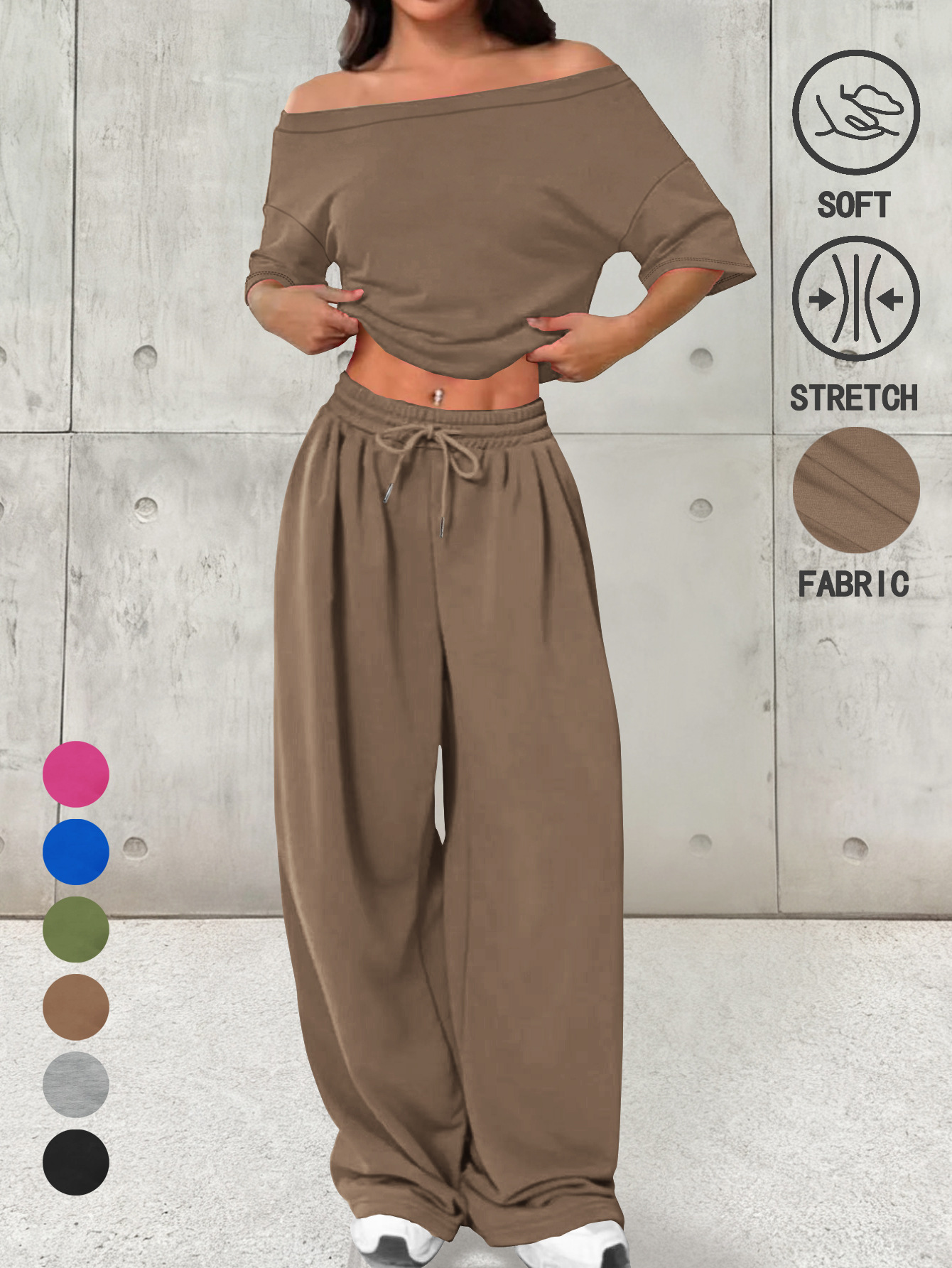 Effortless Autumn Style: Women's Long Sleeve Round Neck Top And Pants Lounge Set - Soft Casual Two-Piece Outfit For Home And Beyond_ecoleips.com