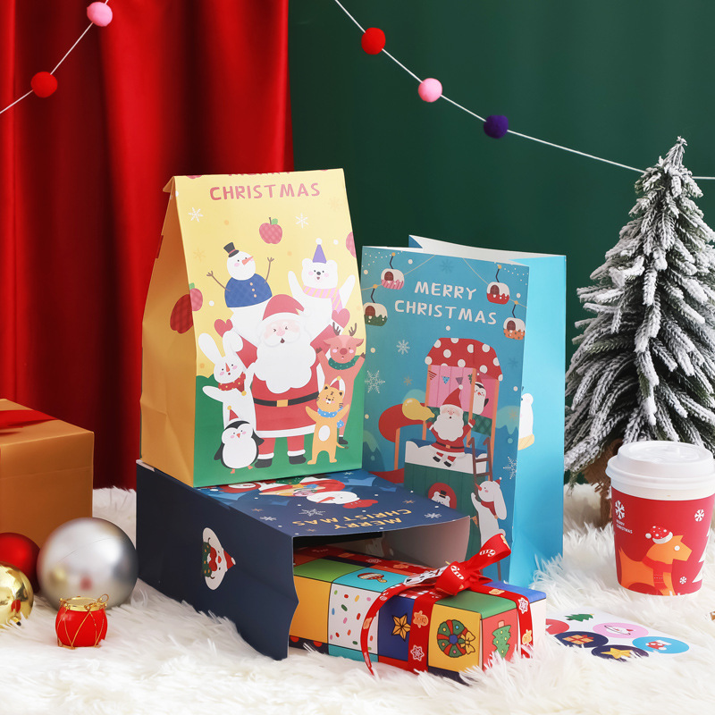 Navidad dibujos animados creativo lindo bolsa de regalo vacaciones regalo de cumpleaños caramelo caja de frutas caja de manzana bolsa de papel