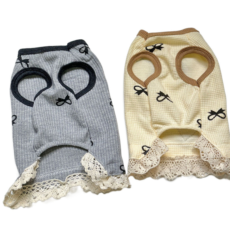Primavera y verano ropa para gatos nueva muñeca de pelo gato gato gato azul lindo chaleco de encaje waffle