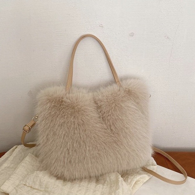 Wholesale cross-border imitation fox fur new bag cute messenger bag portable shoulder versatile large capacity handbag for autumn and winter