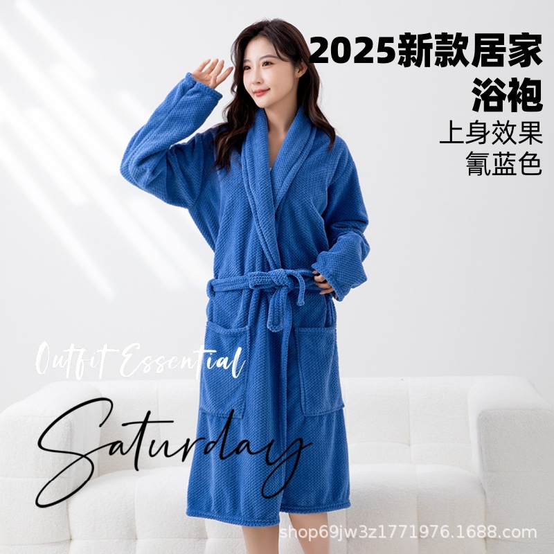 (2개) 성인 하이 엔드 목욕 가운 두꺼운 가을과 겨울 홈 옷 따뜻한 잠옷 목욕 목욕 가운 긴 호텔 흡수 소프트