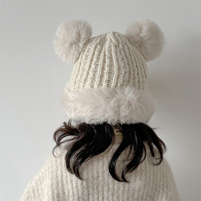 Unisex Children's hats Winter boys and girls ins plus cashmere knitted plush Lei Feng hat ear protection hat_voghion.com