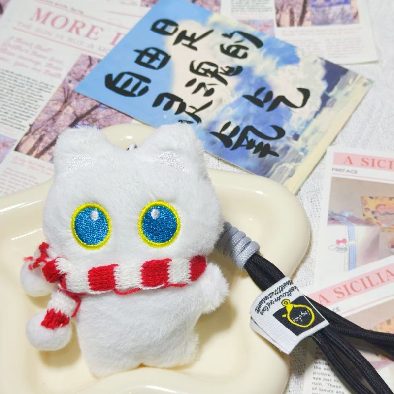 Super lindo pareja gatito peluche muñeca llavero lindo bolso de estudiantes pequeño colgante muñeca de viento para enviar a una amiga