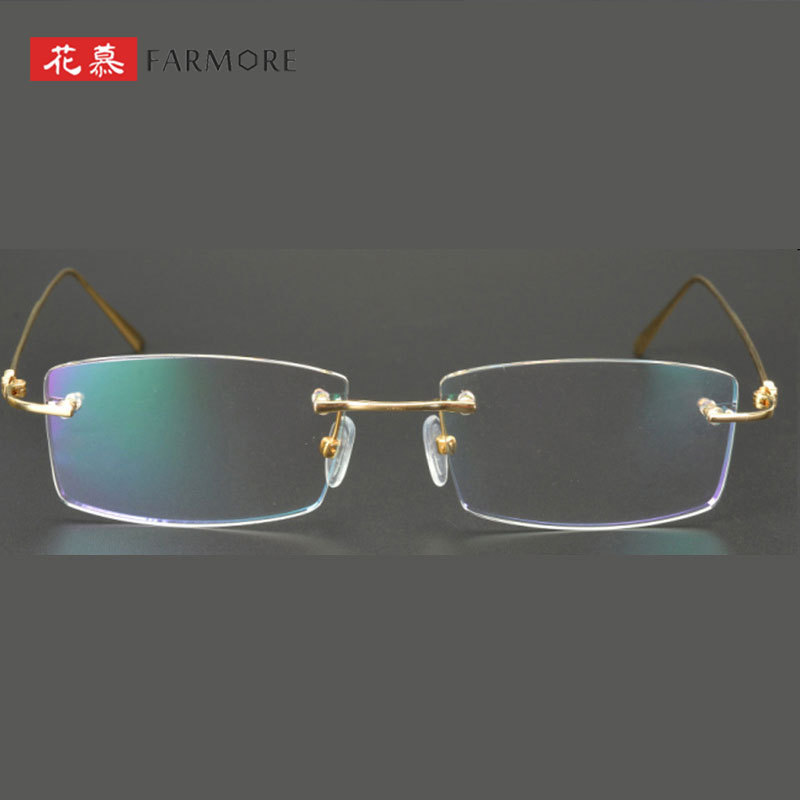 定 制G18k金眼镜架无框金色时尚新款潮男可配近视眼镜框 J1018