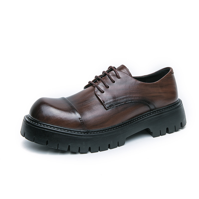 Gran tamaño transfronterizo de primavera y otoño nuevos zapatos de cuero de moda para hombres zapatos de derby de suela gruesa de moda británica zapatos de hombre un cabello