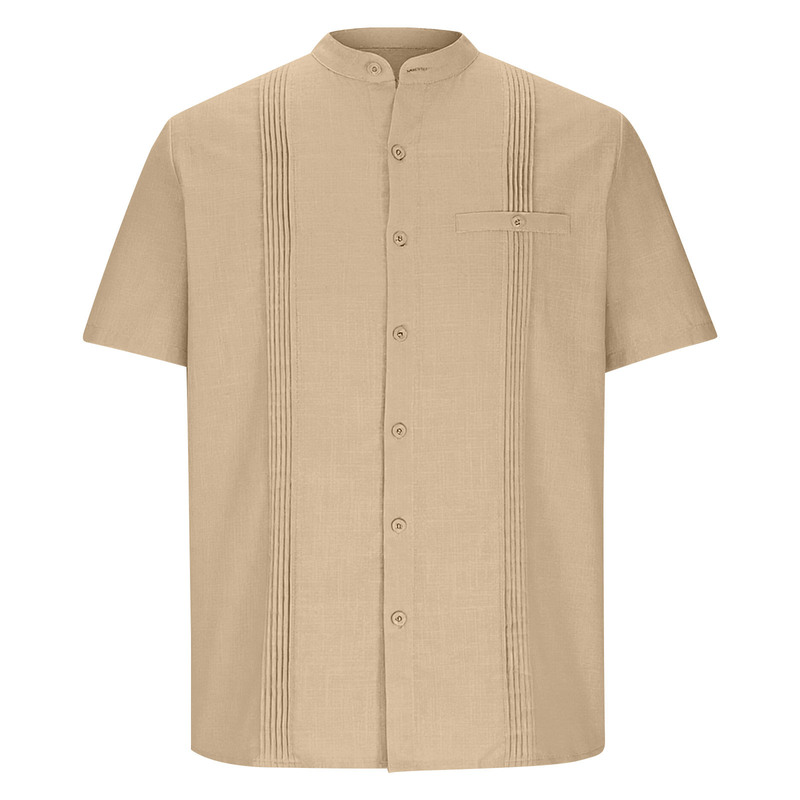 20256 Summer Lapel Solid Color Amazon New Single-Breasted Cotton Linen Lace Men's Short-Sleeve Casual Shirt 20256 Summer Lapel Solid Color Amazon New Single-Breasted Cotton Linen Lace Men's Short-Sleeve Casual Shirt