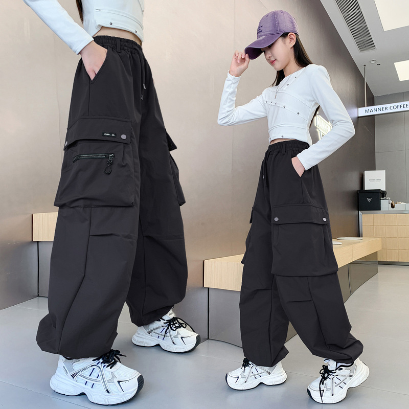女童裤子春秋中大童秋季宽松休闲长裤2025新款儿童洋气工装裤女孩|undefined