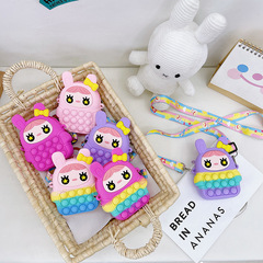Cartoon doll squeeze toy children's bag baby cute silicone money clip mini children's crossbody bag wholesale