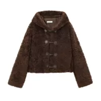 Myst&Za Женщины 2024 Осень и Зима Новая модная Short Jacket из искусственного меха с узлом и пряжкой 4391854