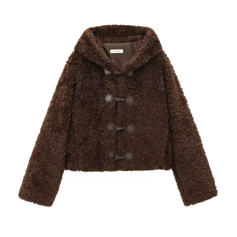 Myst&Za Женщины 2024 Осень и Зима Новая модная Short Jacket из искусственного меха с узлом и пряжкой 4391854
