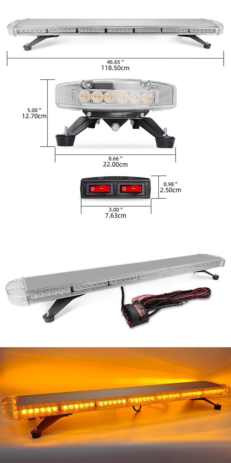 Car roof warning light 96LED long strip flashing light car long row warning light emergency flashing light