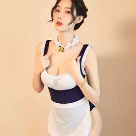 大码情趣内衣女性感连体衣开档免脱诱惑欲女佣胸垫可爱女仆制服