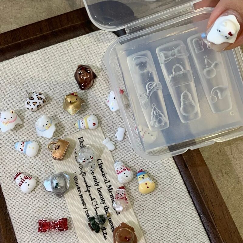 新款圣诞礼爆款高透立体美甲浮雕装饰硅胶创意模具DIY蝴滴胶|undefined