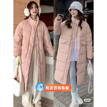 广州十三行平湖白鸭绒女士羽绒服带毛领中长款冬季女装外套女批发