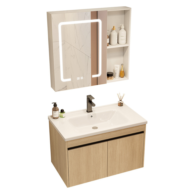 Color tronco espacio de aluminio gabinete de baño combinación lavabo lavabo cubierta de cerámica integral lavabo balcón lavabo de mano