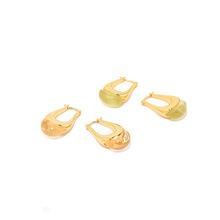 复古法式浪漫S925银镀金小号天然白水晶绿葡萄石小众轻奢耳环女