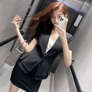 High-End Short-Sleeved Business Suit Suit for Women Summer Thin Workwear Hotel Front Desk Manager Summer Work Clothes