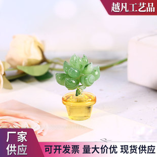 Glass Cactus Desktop Decoration Potted Plant Desktop Crafts Mini Small Decoration Creative Gift Living Room Decoration
