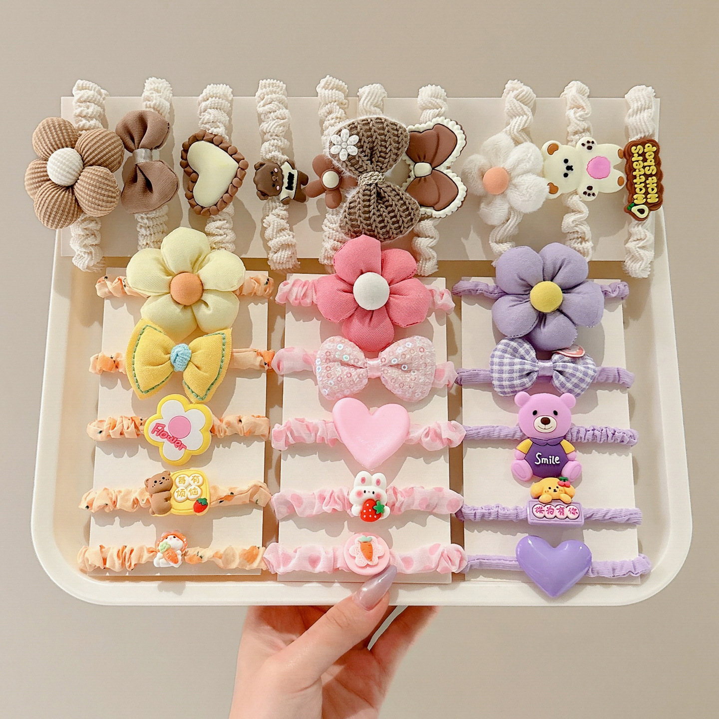 Anillo de cabello para niños joyas de cabello para bebés niñas pulgar pequeño correa de goma de dibujos animados para niñas no lastimar cabello lindos cabello