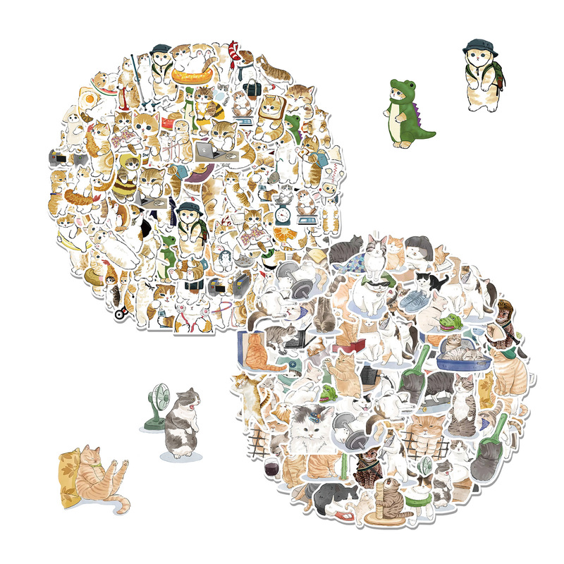 50枚-217枚の国境を越えた爆発的なお笑い猫犬の表情が落書きシールを包んでトランク防水シールを飾る|undefined