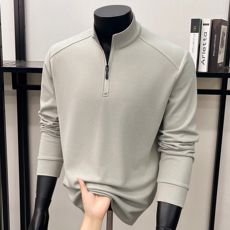 Long-sleeved mulberry silk fabric with wool blend, featuring a zipper and made from Lyocell, model F63509 Long-sleeved mulberry silk fabric with wool blend, featuring a zipper and made from Lyocell, model F63509