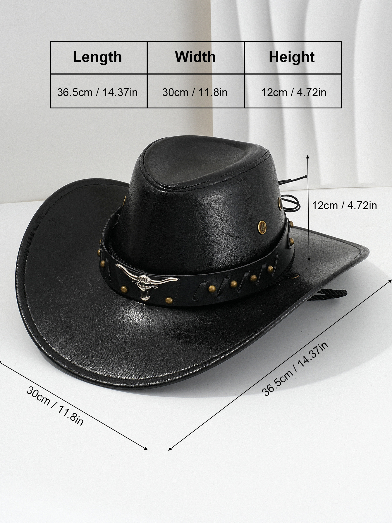 Unisex Retro Punk Rock Leather Hat With Metal Studs And Belt_voghion.com