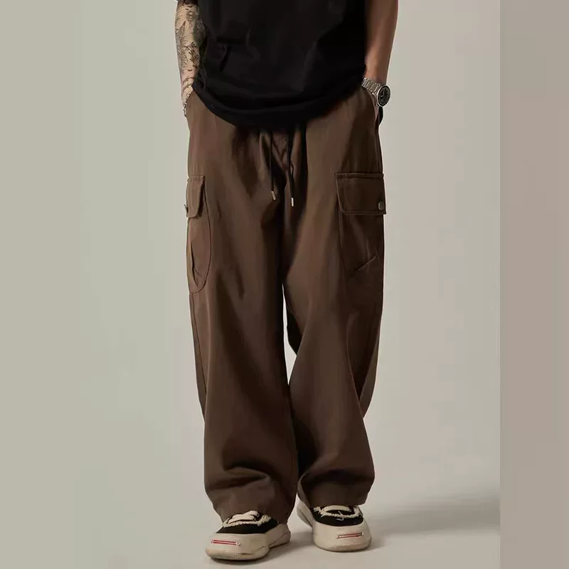 Tide, retro Japanese demi-season trend trousers for leisure, American style, loose straight fit