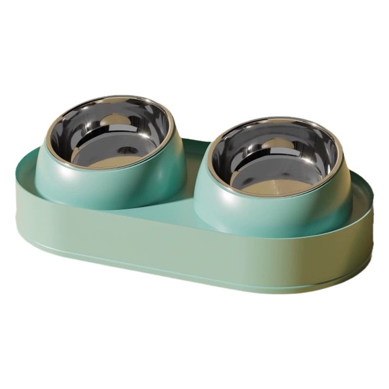 Раковина для корма для кошек Керамическая миска для еды и питья Встроенная наклонная Защита рта котенка для шейного позвонка Двойная миска для домашних животных с защитой от опрокидывания
