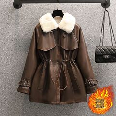 2025秋冬の大きいサイズの婦人服の新型の気質は腰の毛皮の一体の機関車を収めます。