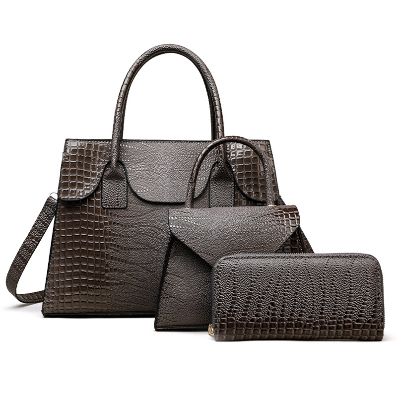 Bolsas de mujer transfronterizas nuevas bolsas de comercio exterior retro tres piezas bolsas de mano con patrón de lagarto bolsas de hombro