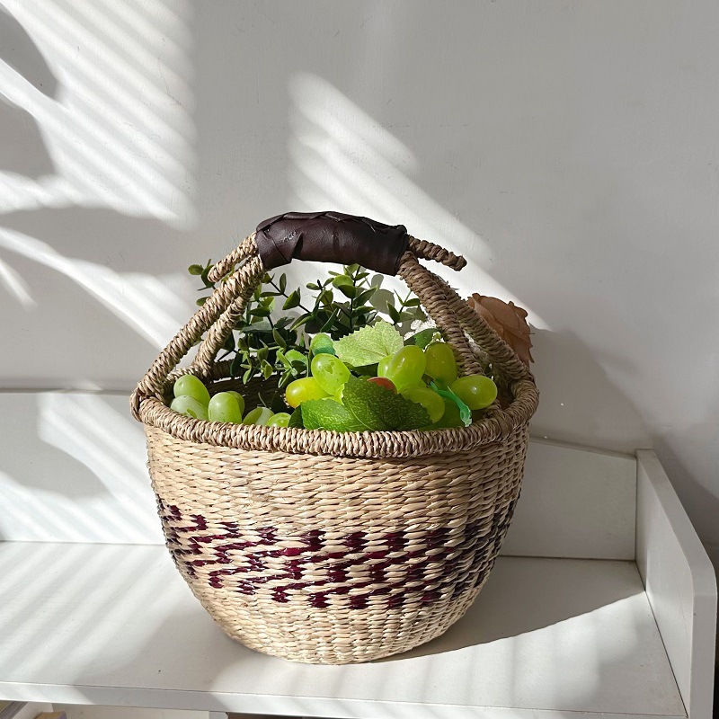 Seaweed handmade weaving basket imported African element INS wind…