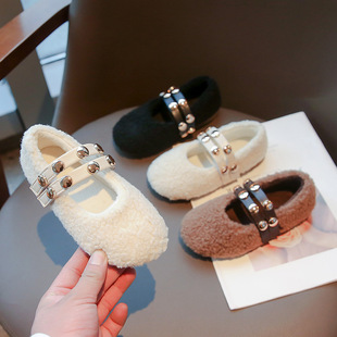 Girls' Mao Mao Shoes Outer Wear 2024 Winter New Children's Shoes Two Cotton fleece-lined Bean Shoes Baby Cotton Shoes Big Children