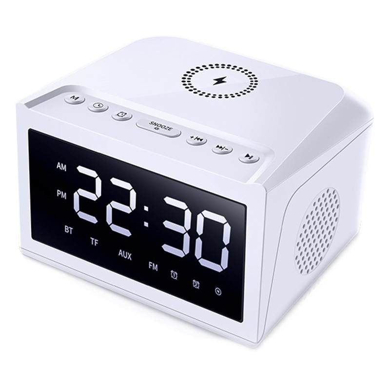 Carga inalámbrica Reloj de altavoz tres en uno Carga inalámbrica HF18W Audio multifunción Bluetooth Regalo de hotel para el hogar