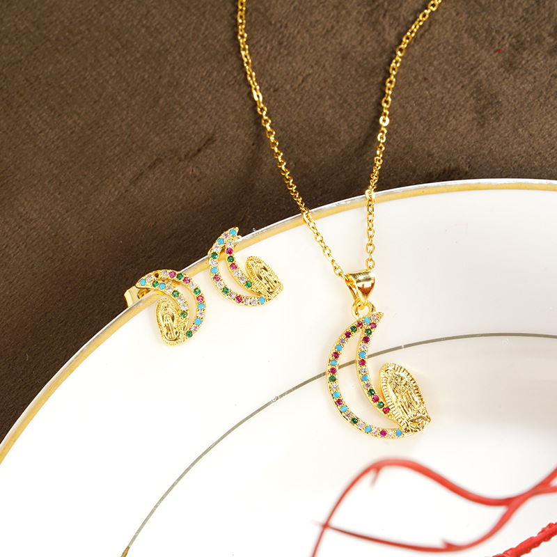 Vietnam Shajin no se desvanece durante mucho tiempo, personalidad europea y americana, moda, diamantes, luna, María, collar, aretes, joyas