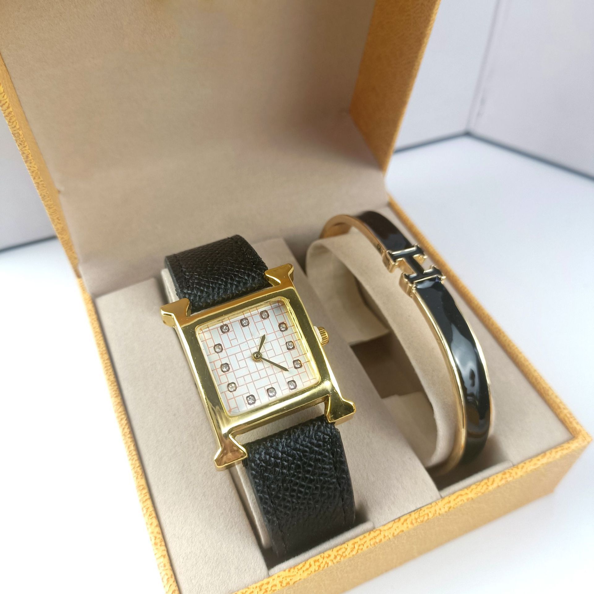 Hermes H Watch Set 2-Piece Gold Black