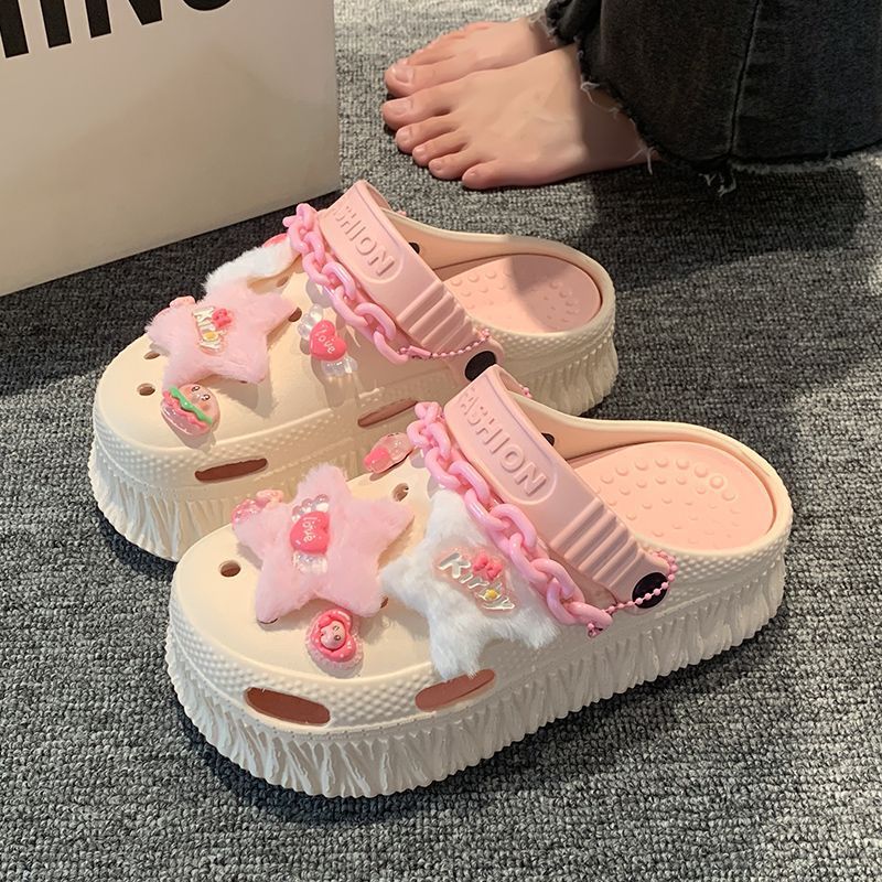 Spot super hot 2024 primavera y verano zapatos de suela gruesa EVA para adultos para mujeres zuecos transpirables aumentados para playa junto al mar