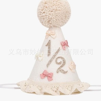 跨境热销波西米亚女宝宝生日帽1岁半岁蝴蝶结尖顶帽拍照道具布置|undefined